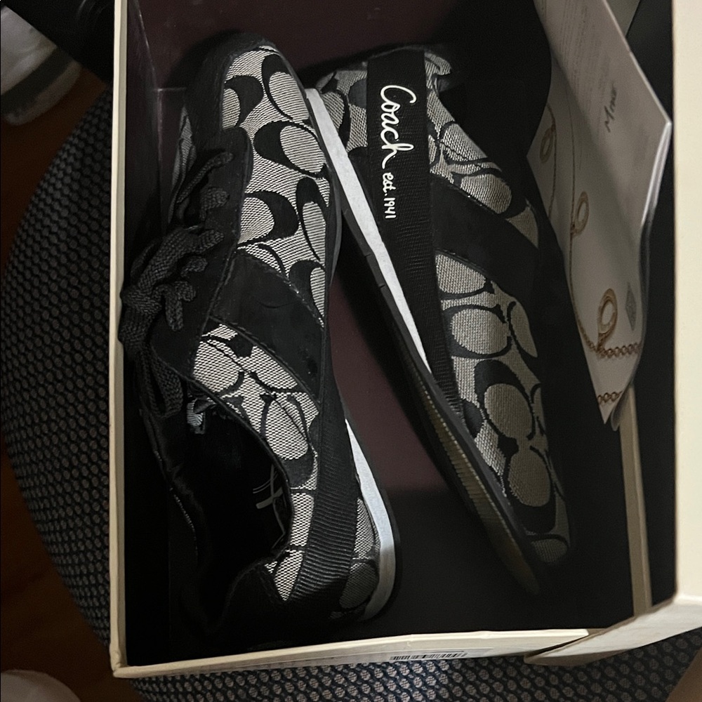 Coach Women's Monogram Black and Gray Sneakers just worn for 2-3 time